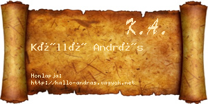 Kálló András névjegykártya