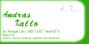 andras kallo business card